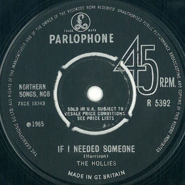 Accords et paroles If I needed someone The Hollies