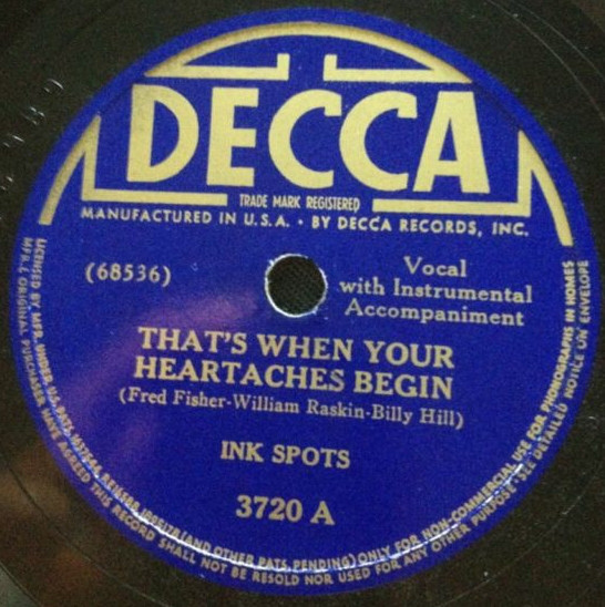 Accords et paroles Thats When Your Heartaches Begin The Ink Spots