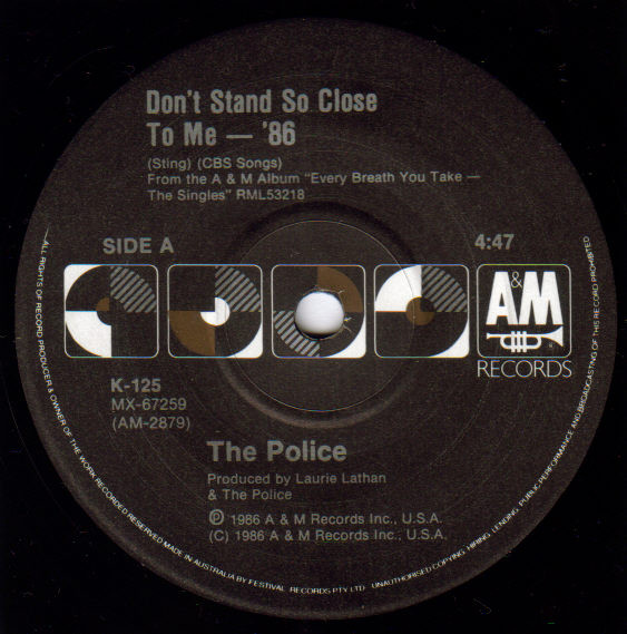 Accords et paroles Dont Stand So Close To Me 86 The Police