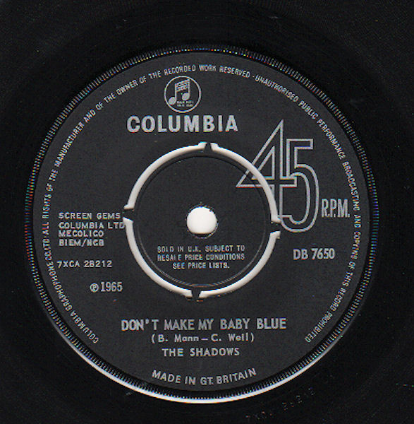 Accords et paroles Dont Make My Baby Blue The Shadows