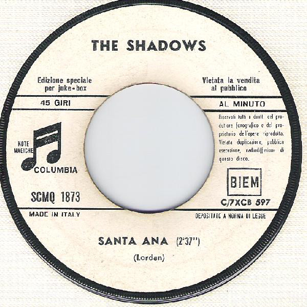 Accords et paroles Windjammer The Shadows