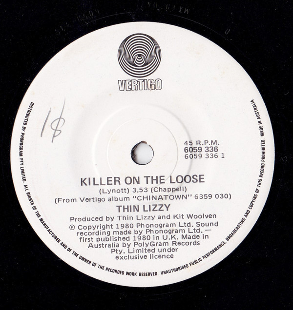 Accords et paroles Killer On The Loose Thin Lizzy