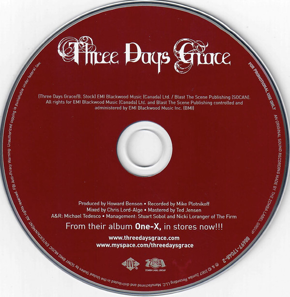Accords et paroles Riot Three Days Grace