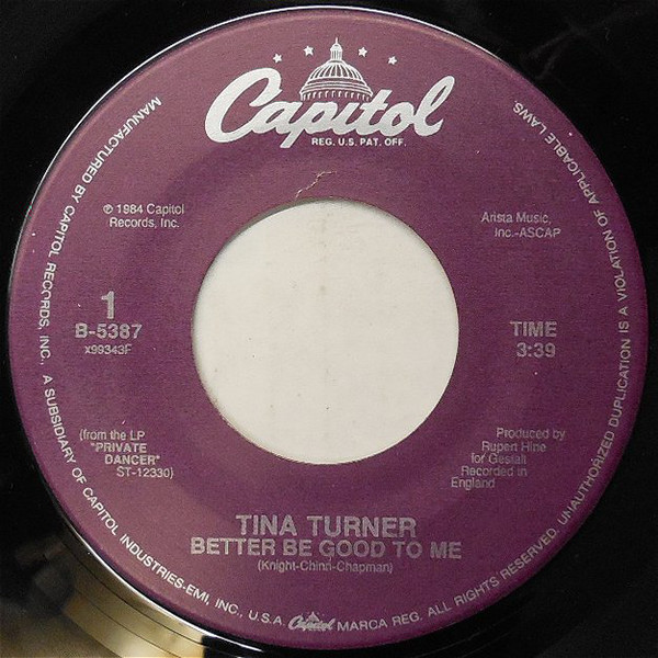 Accords et paroles Better Be Good To Me Tina Turner