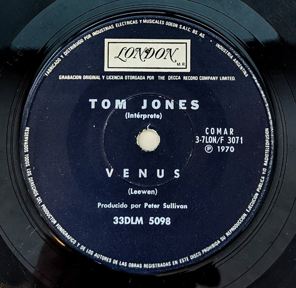 Accords et paroles Venus Tom Jones