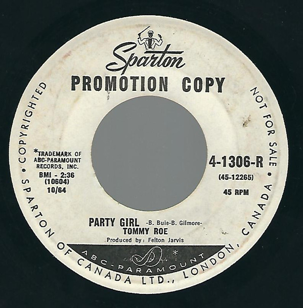 Accords et paroles Party Girl Tommy Roe