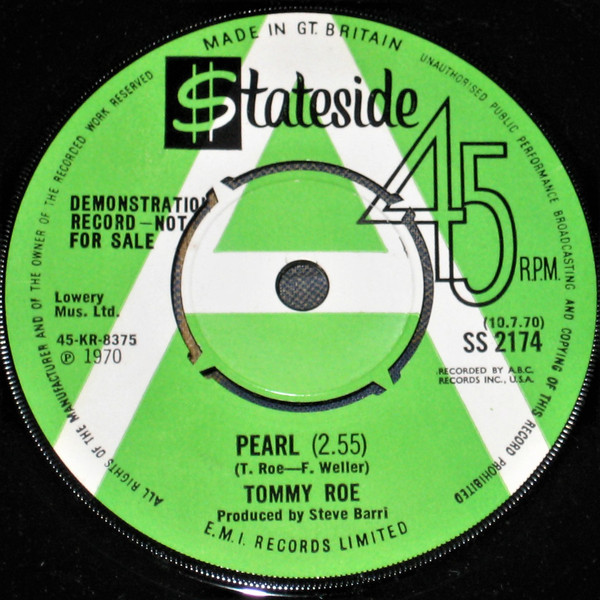 Accords et paroles Pearl Tommy Roe