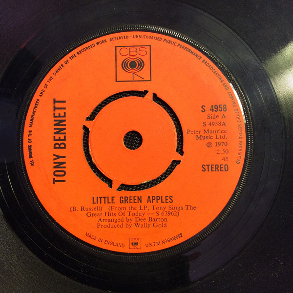 Accords et paroles Little Green Apples Tony Bennett