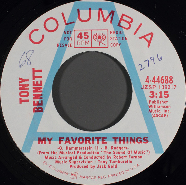 Accords et paroles My Favorite Thing Tony Bennett
