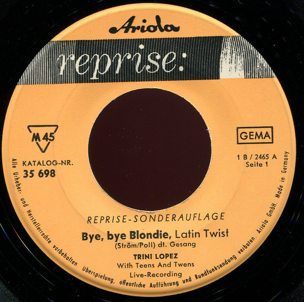 Accords et paroles Bye Bye Blondie Trini Lopez