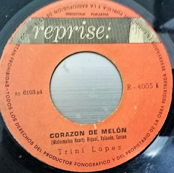 Accords et paroles Corazón De Melón Trini Lopez