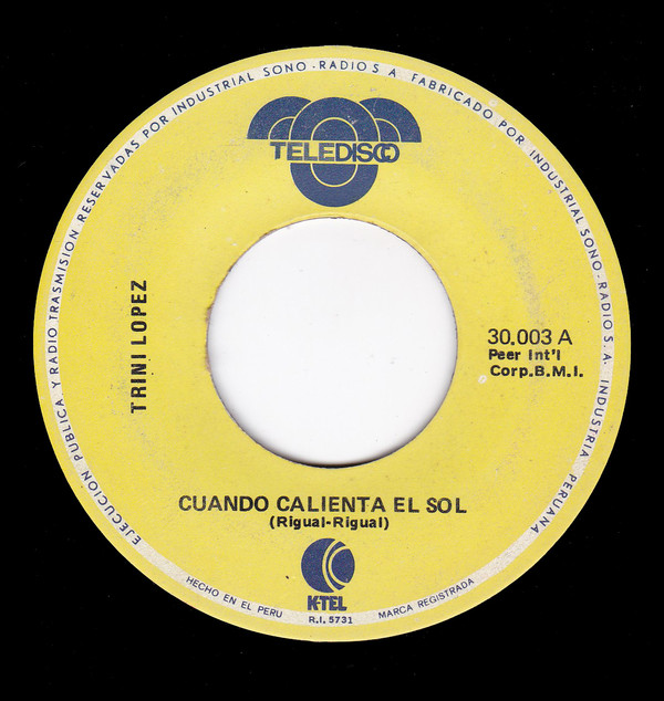 Accords et paroles Cuando Calienta El Sol Trini Lopez