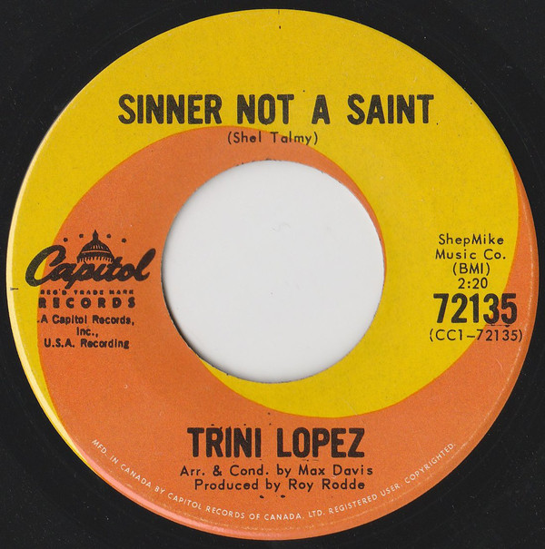 Accords et paroles Sinner Not A Saint Trini Lopez