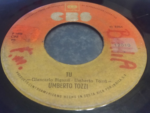 Accords et paroles Dimentica Dimentica Umberto Tozzi