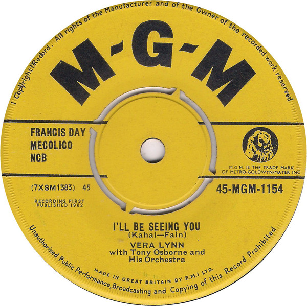 Accords et paroles I'll Be Seeing You Vera Lynn