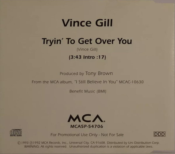 Accords et paroles Tryin To Get Over You Vince Gill