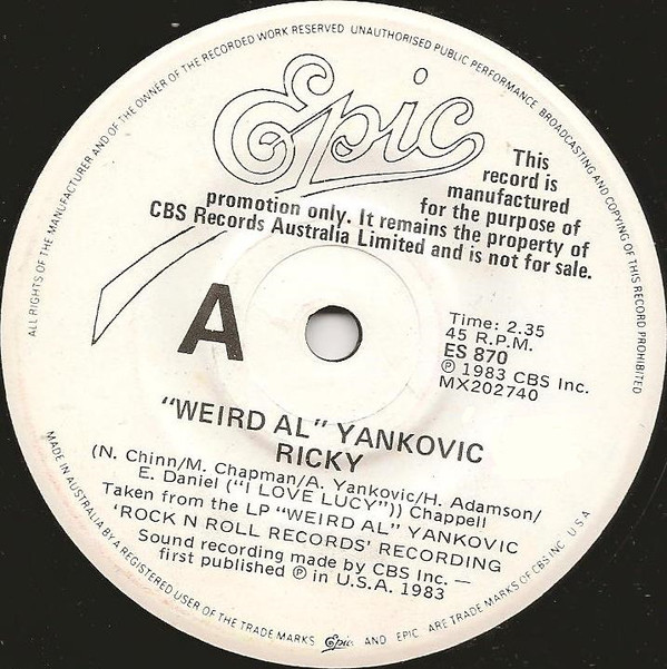 Accords et paroles Ricky Weird Al Yankovic
