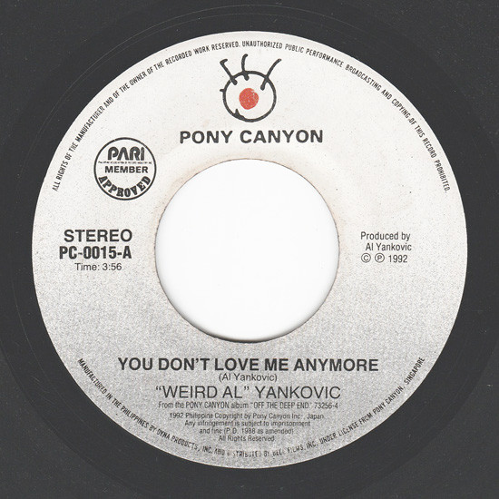 Accords et paroles You Don't Love Me Anymore Weird Al Yankovic
