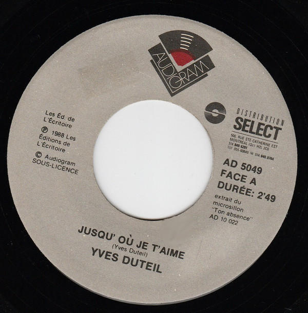 Accords et paroles Jusqu'où je t'aime Yves Duteil