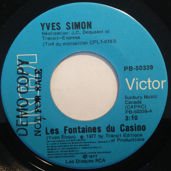 Accords et paroles Les Fontaines du Casino Yves Simon